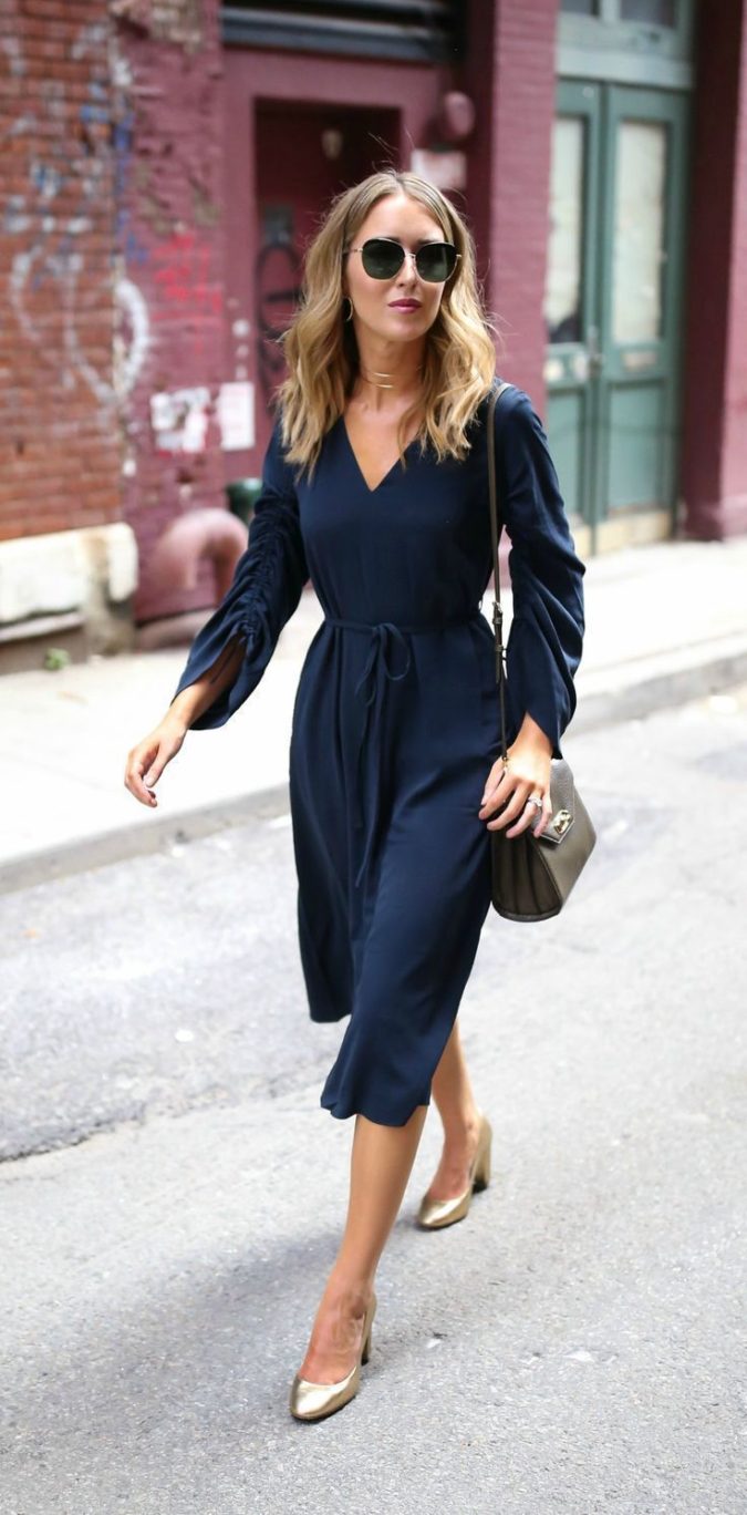 V neck midi dress. 140 First-Date Outfit Ideas That Make You Special - 41