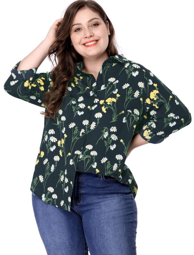 floral tops 2 115+ Elegant Work Outfit Ideas for Plus Size Ladies - 6