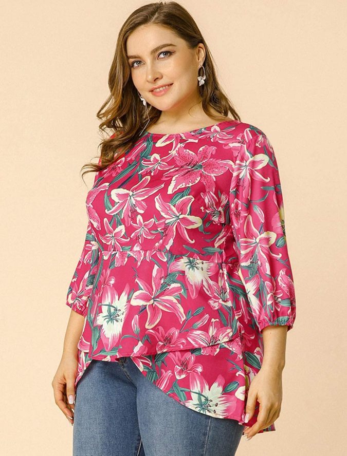 floral tops. 115+ Elegant Work Outfit Ideas for Plus Size Ladies - 5