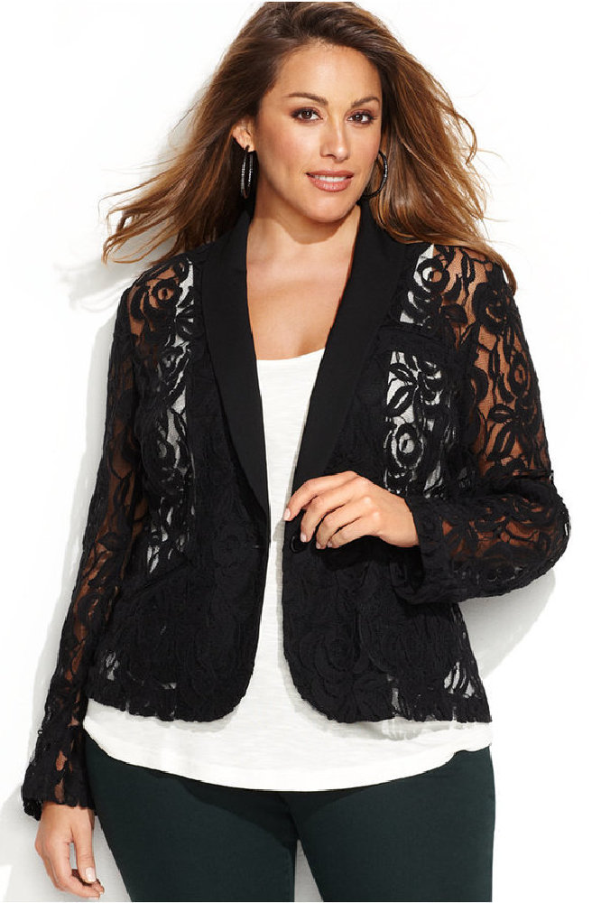 115+ Elegant Work Outfit Ideas for Plus Size Ladies 1 lace blazer 115+ Elegant Work Outfit Ideas for Plus Size Ladies - 1