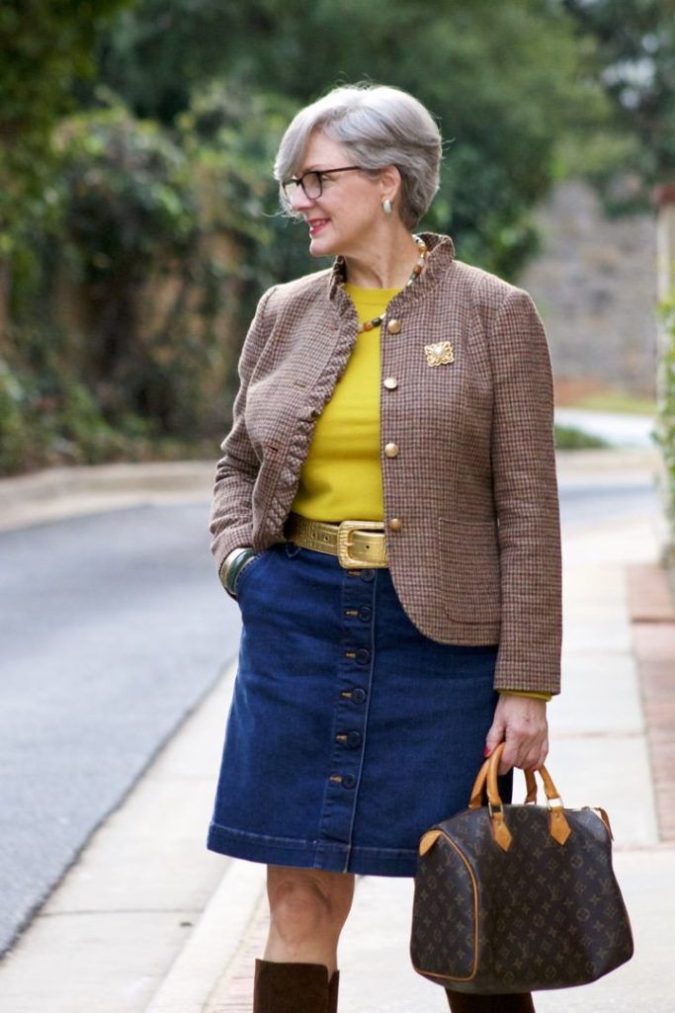 Denim jean skirt 1 80+ Fabulous Outfits for Women Over 50 - 60