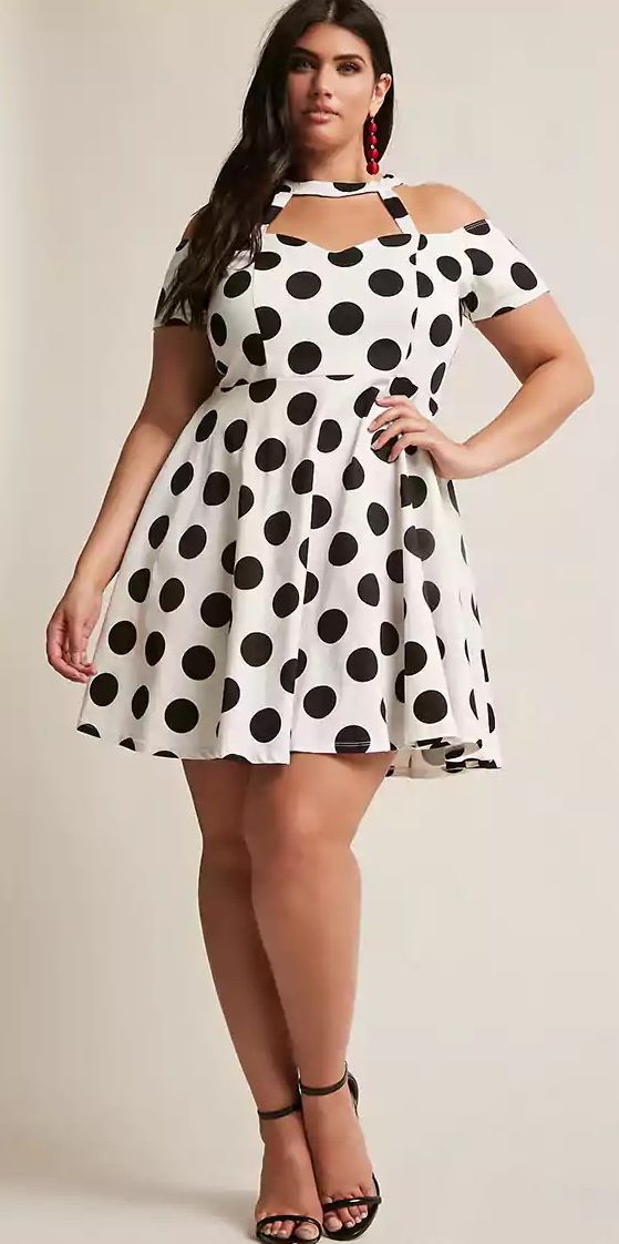 Polka dot dress. 1 70+ Stylish Plus-Size Fashion Trends - 19
