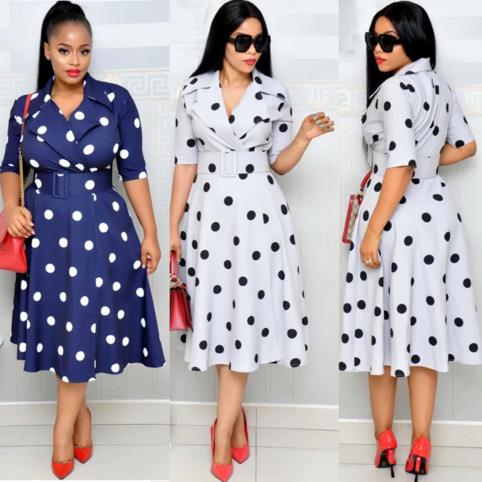 Polka dot dress. 70+ Stylish Plus-Size Fashion Trends - 21