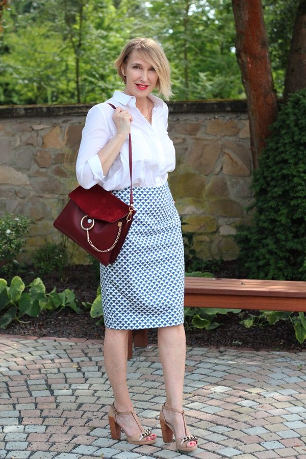 Skirt and blouse. 80+ Fabulous Outfits for Women Over 50 - 37