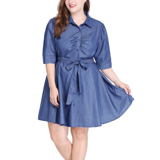 Waist shirt dress 1 70+ Stylish Plus-Size Fashion Trends - 13