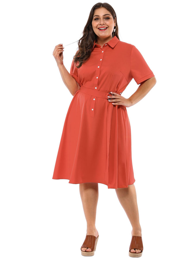 Waist shirt dress. 70+ Stylish Plus-Size Fashion Trends - 9