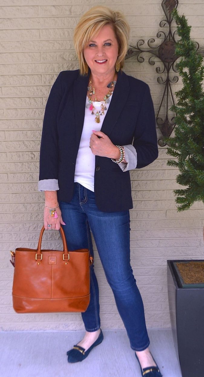 blazer and jeans 3 80+ Fabulous Outfits for Women Over 50 - 13