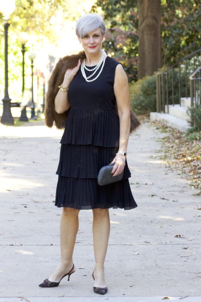 dark-dress-2-675x1013 110+ Elegant Outfit Ideas for Women Over 60