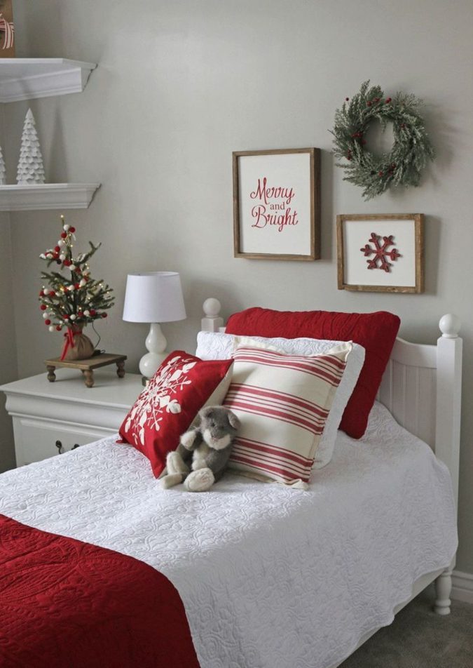 Red and White Guest Room 1 50+ Guest Room Christmas Decorations to Make Before Christmas Arriving - 34 Guest Room Christmas Decorations