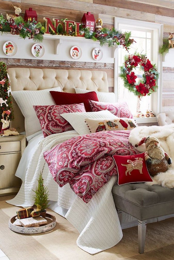 Red and White Guest Room. 50+ Guest Room Christmas Decorations to Make Before Christmas Arriving - 33 Guest Room Christmas Decorations
