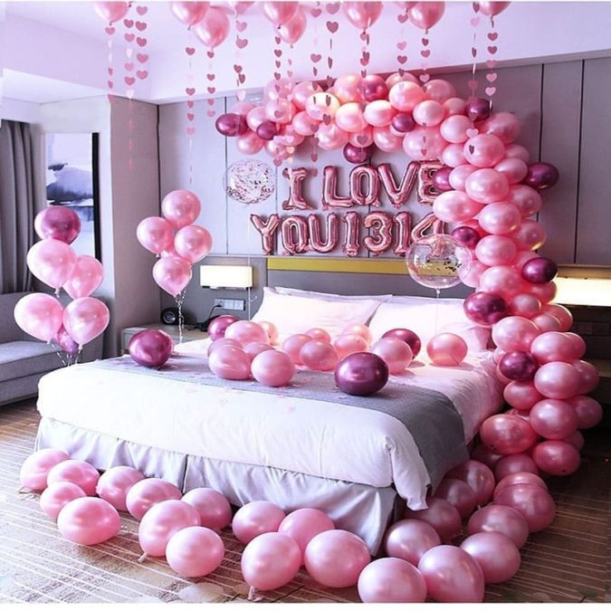 Bed full of balloons.. 1 70+ Hottest Marriage Anniversary Decoration Ideas at Home - 65
