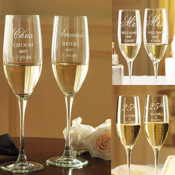 Customized glass of champagne 70+ Hottest Marriage Anniversary Decoration Ideas at Home - 13
