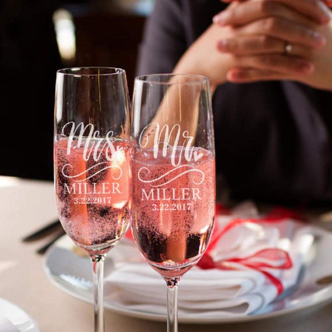 70+ Hottest Marriage Anniversary Decoration Ideas at Home 14 Customized glass of champagne. 1 70+ Hottest Marriage Anniversary Decoration Ideas at Home - 14