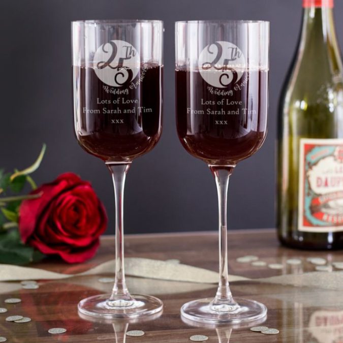 70+ Hottest Marriage Anniversary Decoration Ideas at Home 10 Customized glass of champagne. 70+ Hottest Marriage Anniversary Decoration Ideas at Home - 10