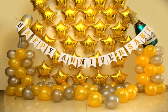 Gold Balloon Bouquet 70+ Hottest Marriage Anniversary Decoration Ideas at Home - 1