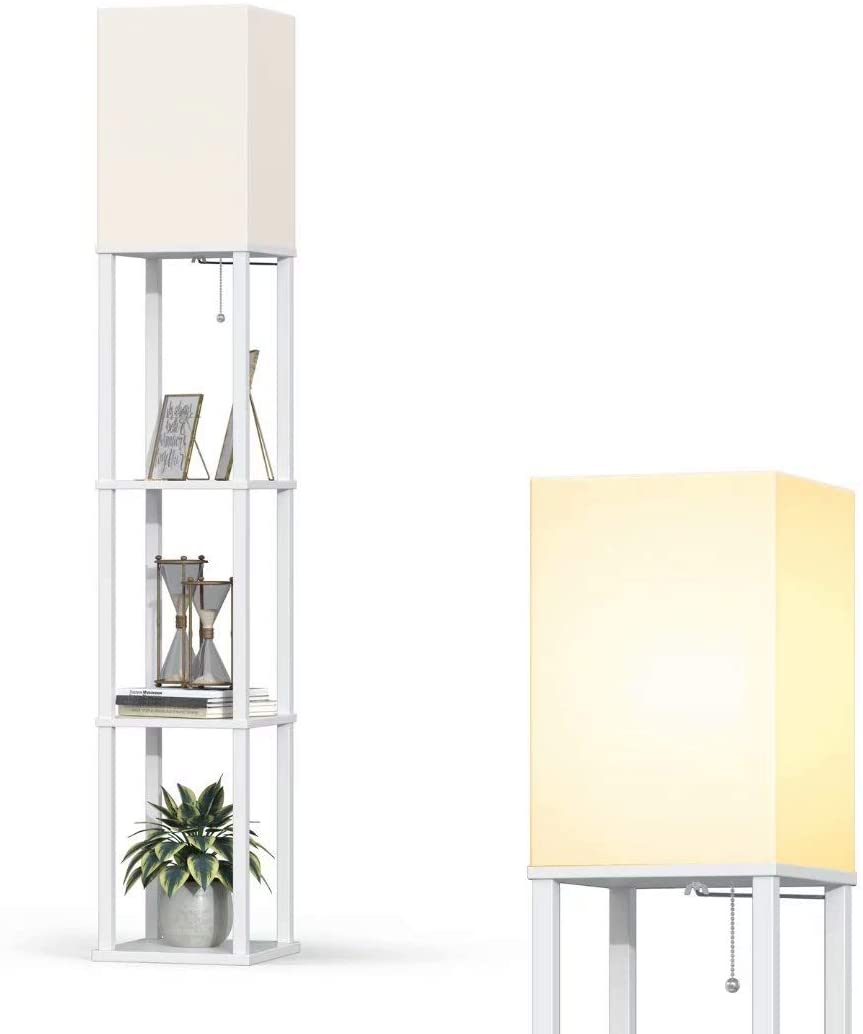 10 Unique Floor Lamps to Brighten Your Living Room 11 Add LED Modern Shelf Floor Lamp with White Lamp Shade 10 Unique Floor Lamps to Brighten Your Living Room - 11