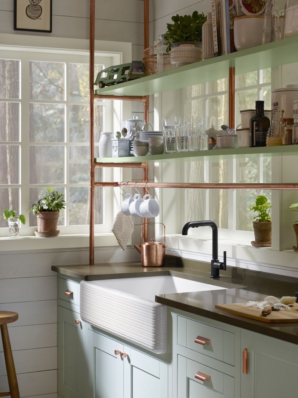 copper pipes 80+ Unusual Kitchen Design Ideas for Small Spaces - 28