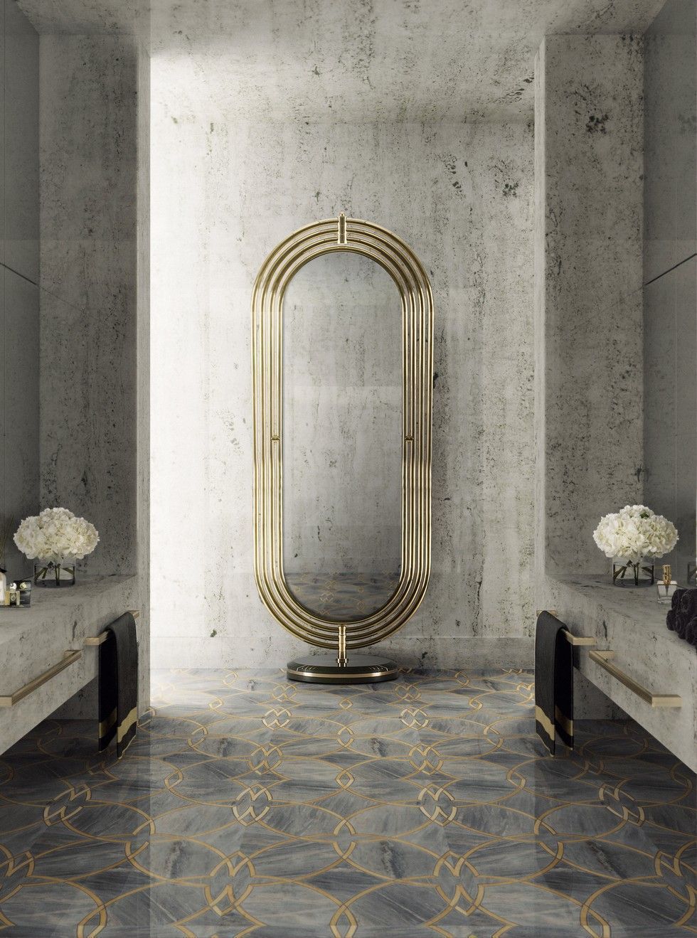 Metallic Accents. 1 Best +60 Ideas to Enhance Your Bathroom’s Luxuriousness - 41