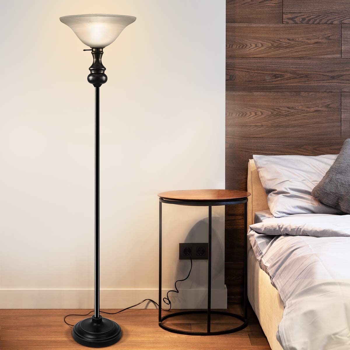 15 Unique Artistic Floor Lamps to Light Your Bedroom 6 On each Modern Shirley Torchiere Floor Lamp 15 Unique Artistic Floor Lamps to Light Your Bedroom - 6