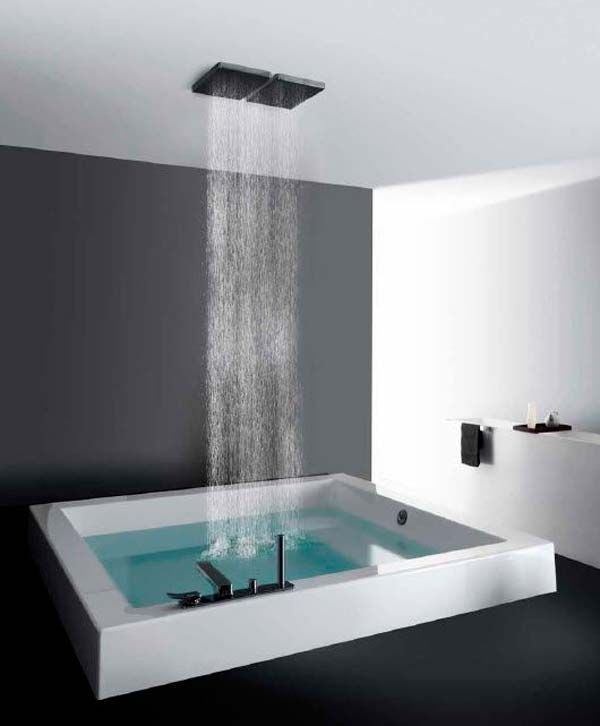 Rain shower and tub 1 Best +60 Ideas to Enhance Your Bathroom’s Luxuriousness - 60