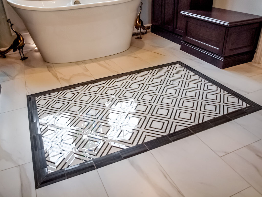 Tile-rug.... Best +60 Ideas to Enhance Your Bathroom’s Luxuriousness