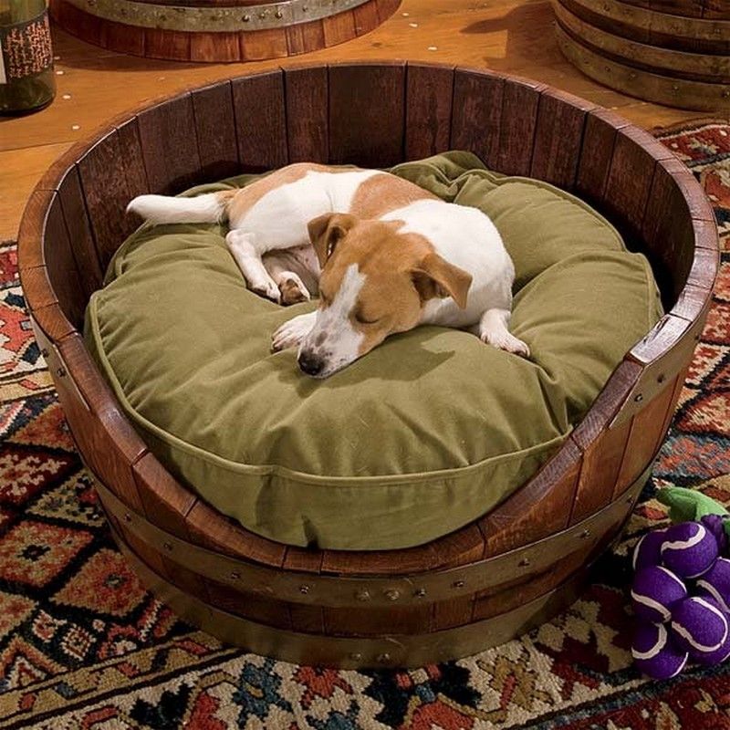 Wine barrel bed. 1 +80 Adorable Dog Bed Designs That Will Surprise You - 40