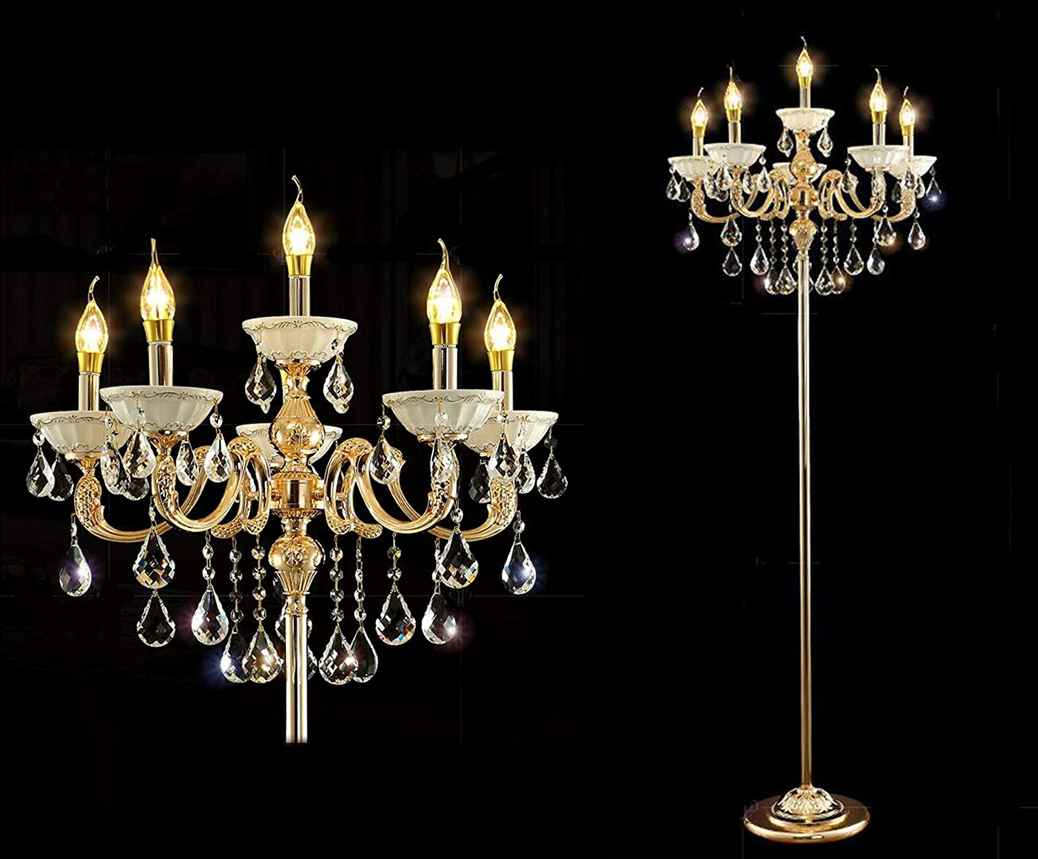 Zinc-Alloy-Heavy-Base-Crystal-Floor-Lamp-Ground-Lamp-Light-Chandelier-Color-Gold 15 Unique Artistic Floor Lamps to Light Your Bedroom