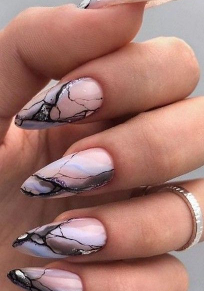 cashmere and shades of grey marble nails