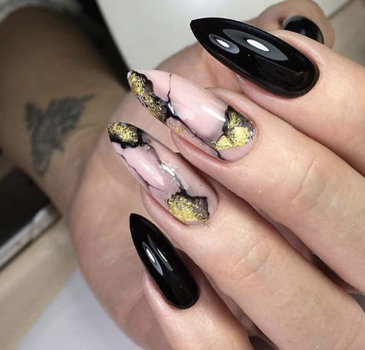 gold foil marble nails