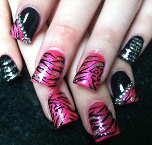 soiree zebra print nail art