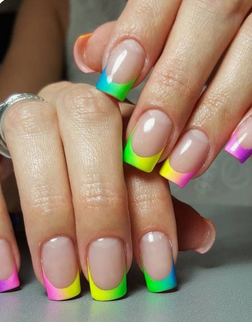neon french tips nail style 1