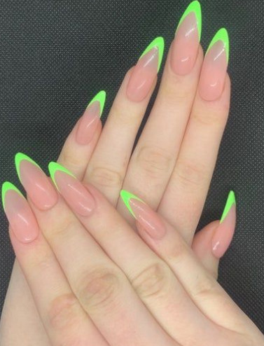 neon french tips nail style 2