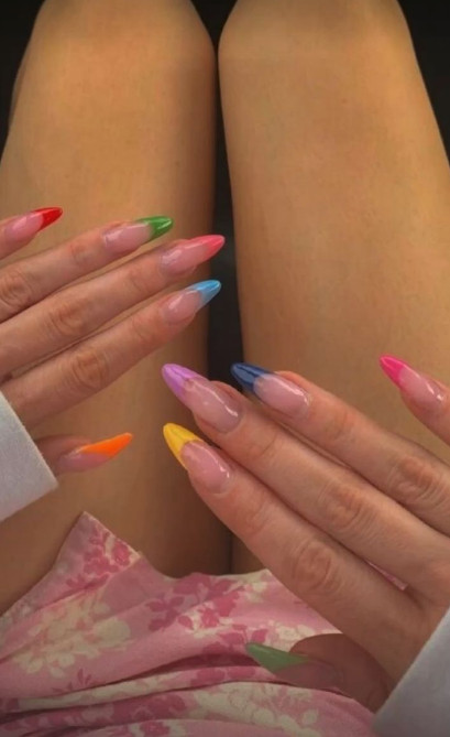 neon french tips nail style 3