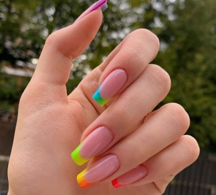 neon french tips nail style 8