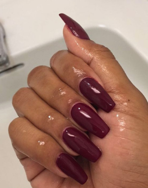 deep berry pink nails