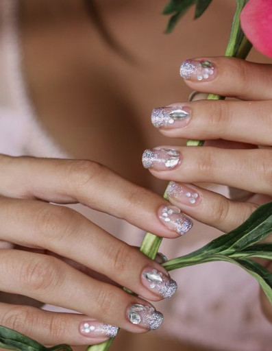 37+ Gorgeous nail-art designs to sparkle this winter 35 negative space gem winter nail ideas