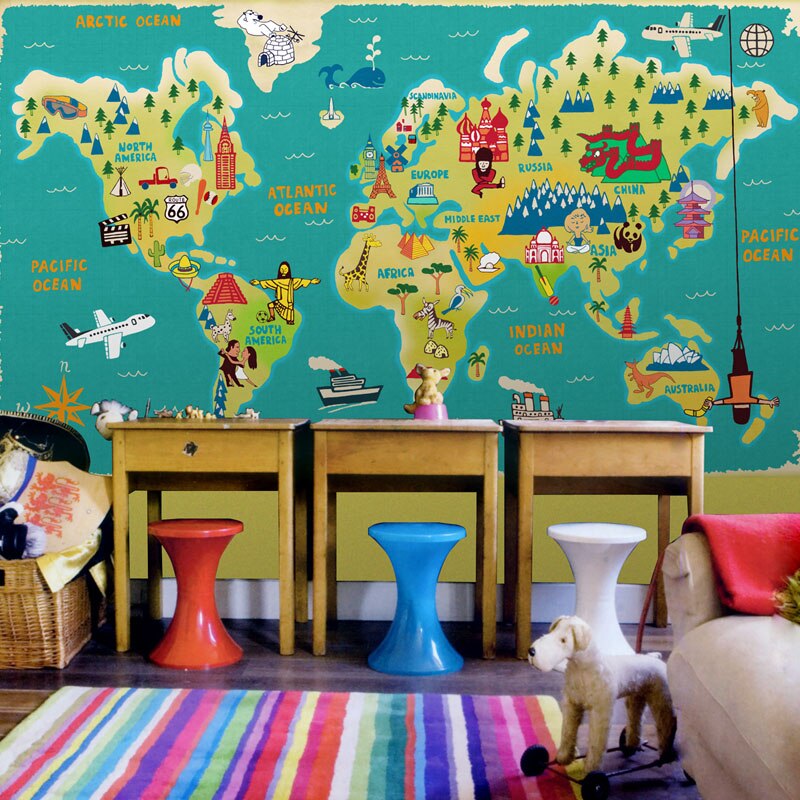world maps Wallpaper 10 Cute Ways to Use Removable Wallpaper for Your Kid’s Bedroom - 8