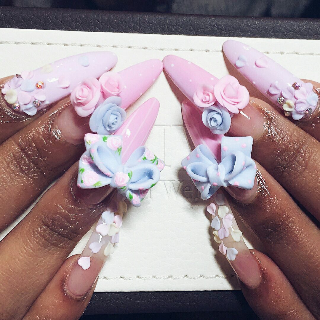 3D Art. 2 90+ Hottest 3D Acrylic Nails With Flower Designs - 71 3D acrylic nails with flower designs