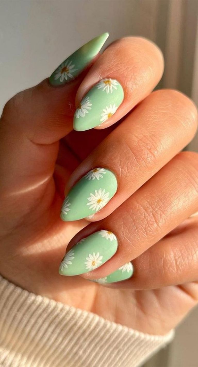 Green Daisy Floral nails. 1 90+ Hottest 3D Acrylic Nails With Flower Designs - 17 3D acrylic nails with flower designs