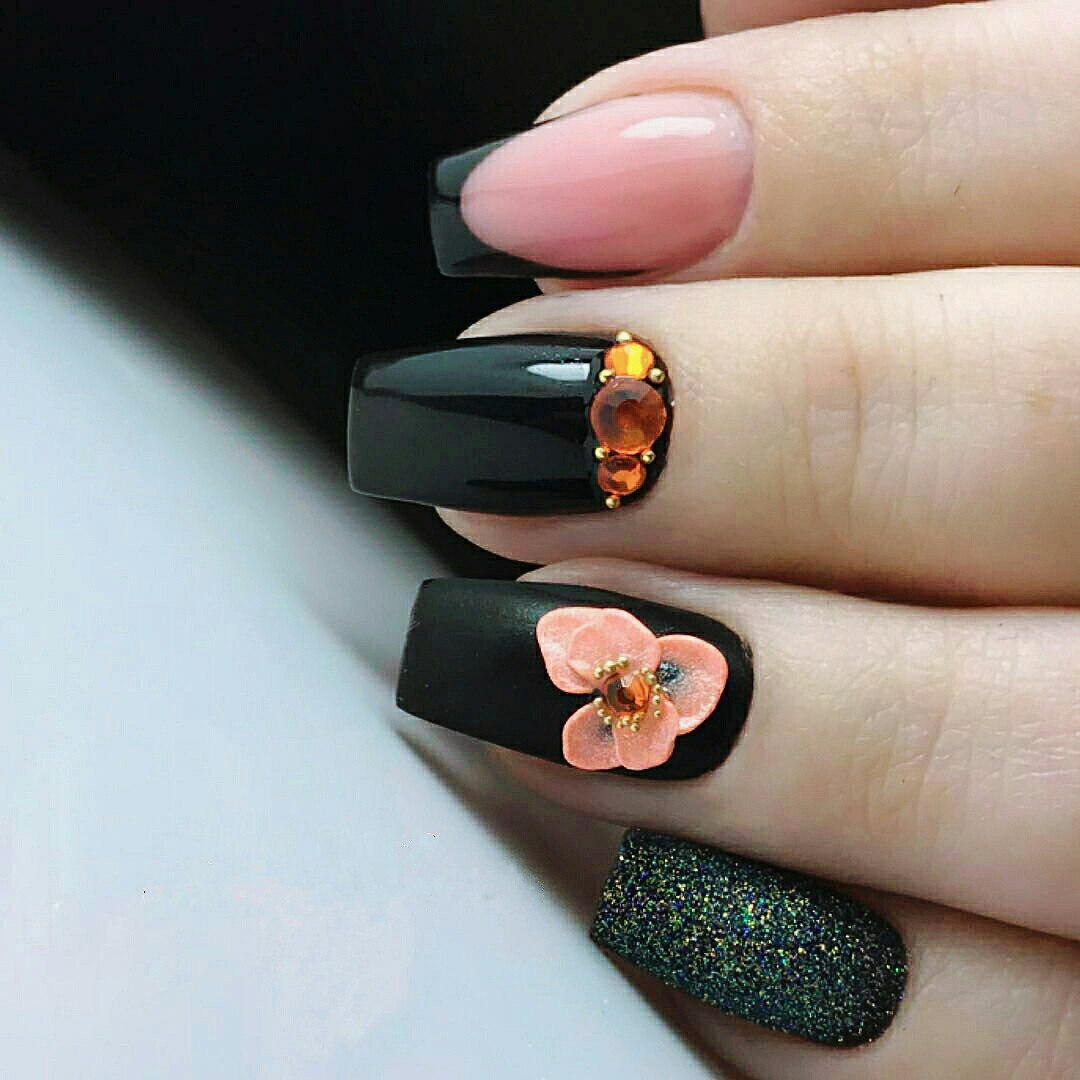 orange. 1 90+ Hottest 3D Acrylic Nails With Flower Designs - 51 3D acrylic nails with flower designs