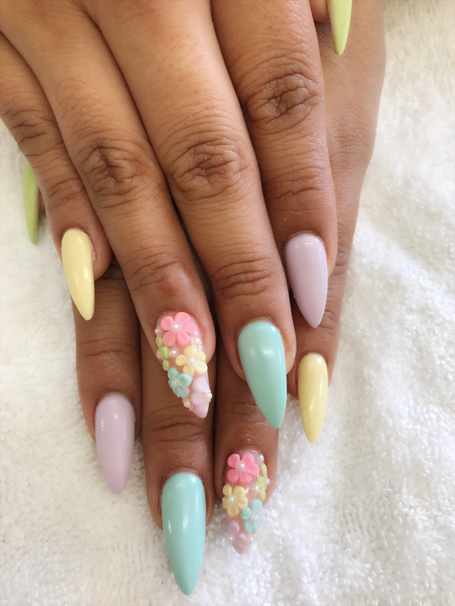 pastel nails 1 90+ Hottest 3D Acrylic Nails With Flower Designs - 63 3D acrylic nails with flower designs