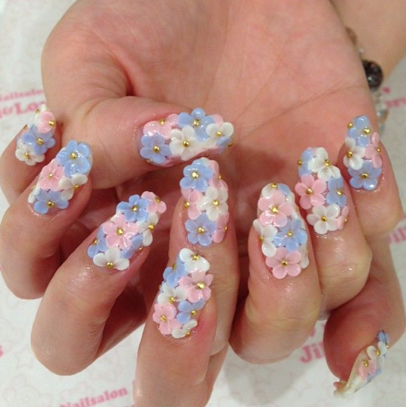 pastel nails 2 90+ Hottest 3D Acrylic Nails With Flower Designs - 67 3D acrylic nails with flower designs