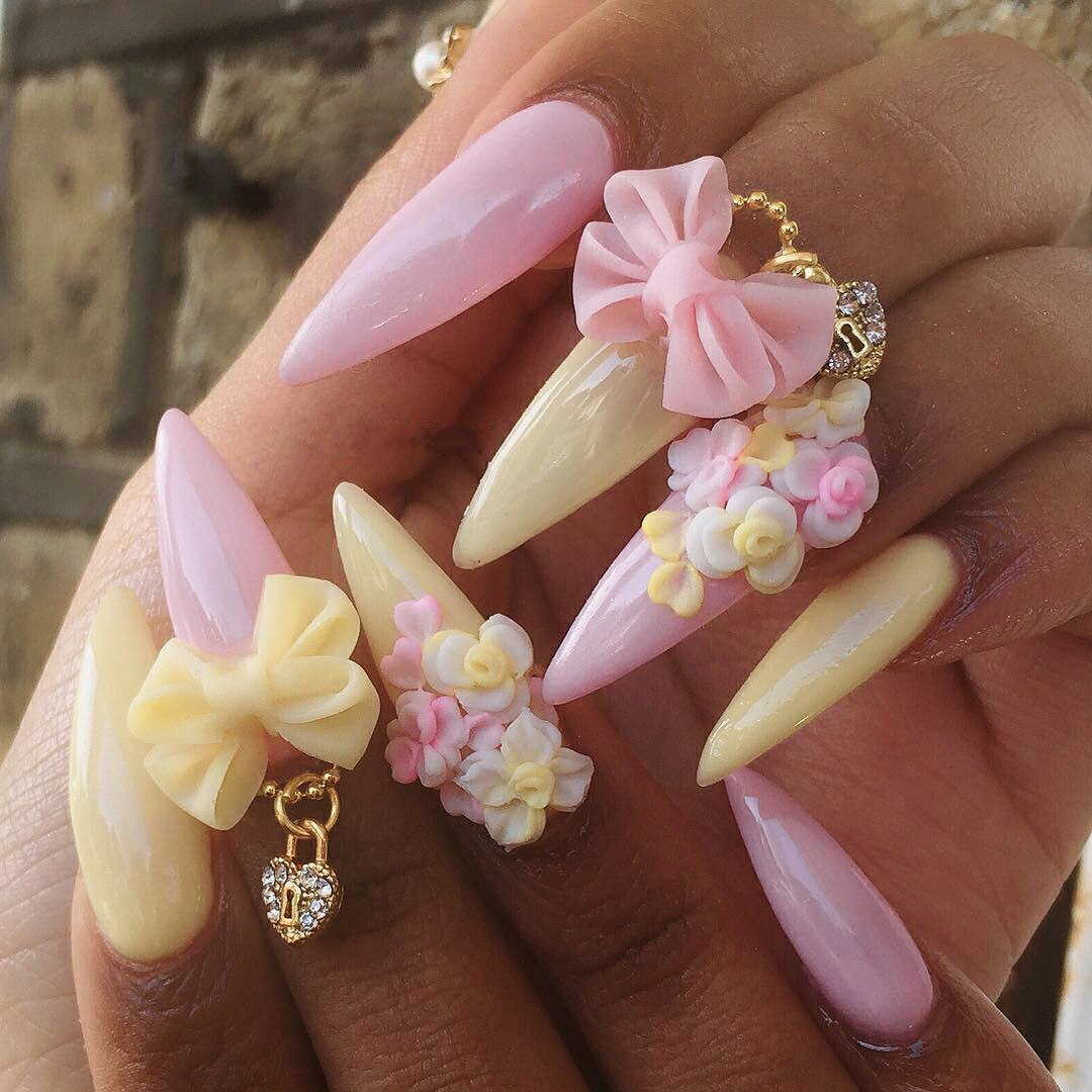 pastel. 90+ Hottest 3D Acrylic Nails With Flower Designs - 66 3D acrylic nails with flower designs