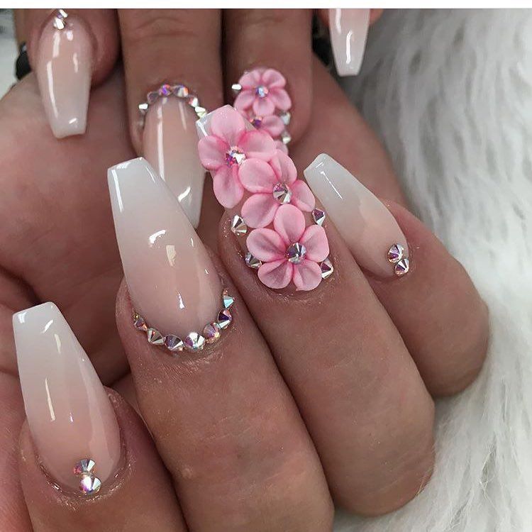 pink nails. 1 90+ Hottest 3D Acrylic Nails With Flower Designs - 28 3D acrylic nails with flower designs
