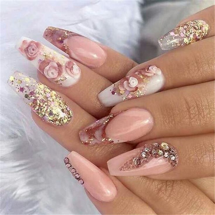 pink nails. 90+ Hottest 3D Acrylic Nails With Flower Designs - 25 3D acrylic nails with flower designs