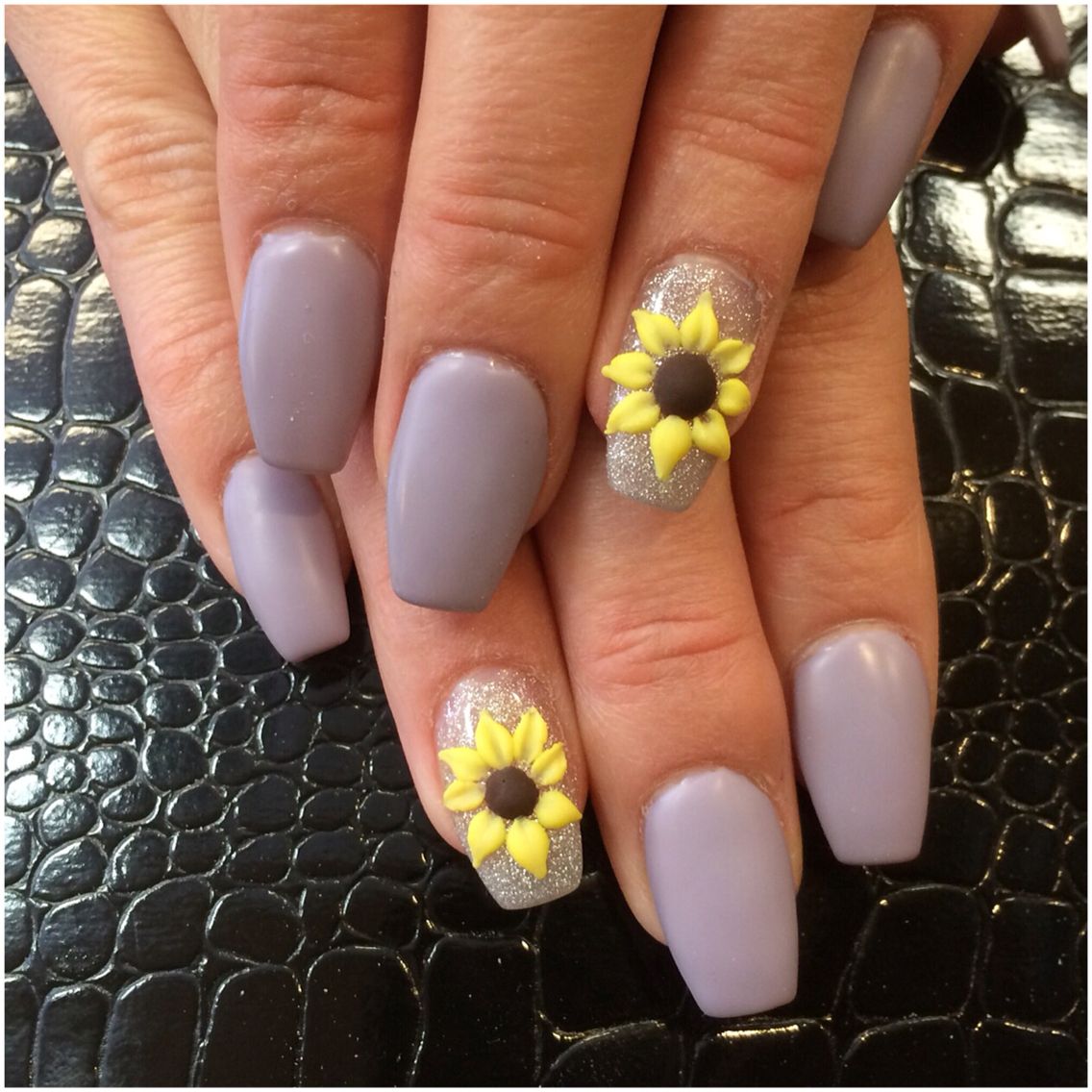 sunflower. 2 90+ Hottest 3D Acrylic Nails With Flower Designs - 44 3D acrylic nails with flower designs
