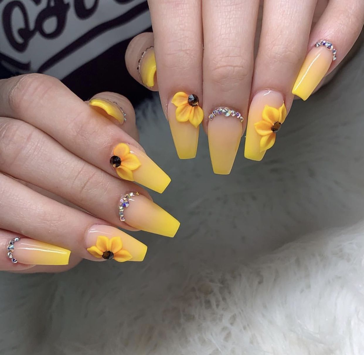sunflower. 3 90+ Hottest 3D Acrylic Nails With Flower Designs - 41 3D acrylic nails with flower designs