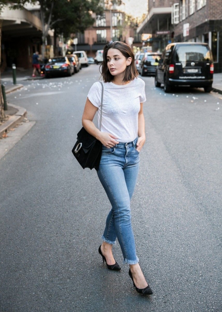Basic T-shirt with jeans