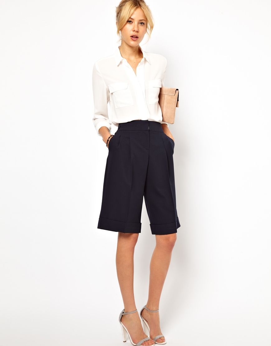 Blouse-Plus-Long-Shorts 65+ Smartest Business Casual Attire for Women in 2022