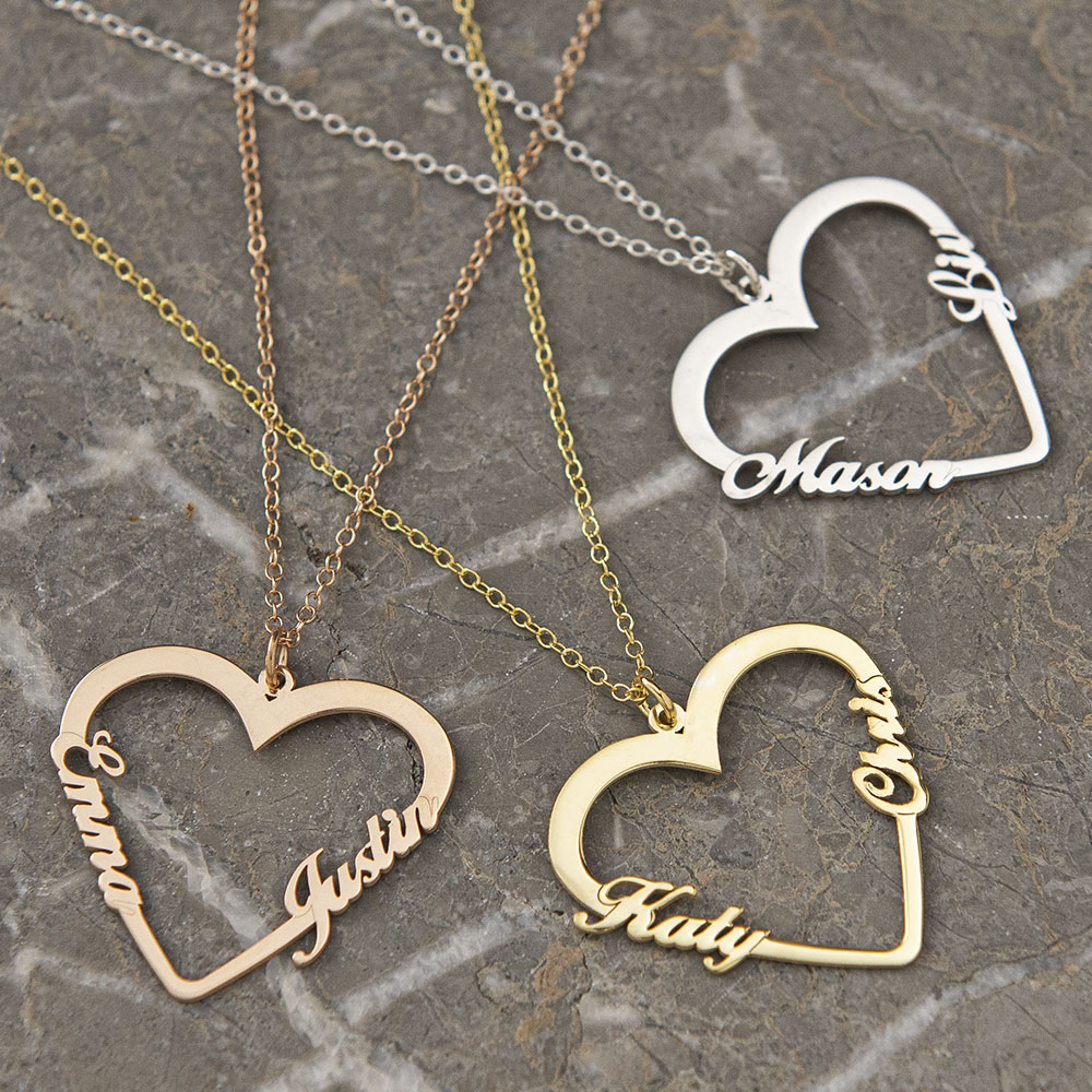 Couple-Heart-Name-Necklace Top 7 Best Valentine's Jewelry Gifts by JoyAmo Jewelry